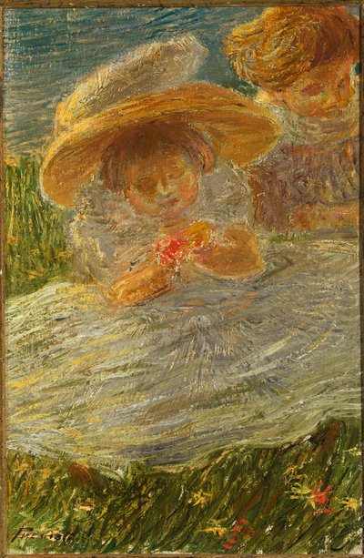 Çimenlerin üzerinde çocuklar by Gaetano Previati