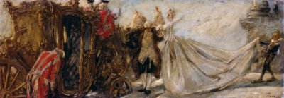 Gaetano Previati tarafından kiliseden ayrılmak by Gaetano Previati