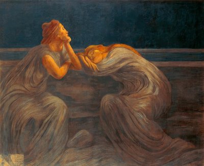 Gece, 1908, Gaetano Previati (1852–1920). by Gaetano Previati