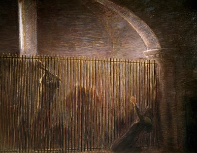 Parisina, Gaetano Previati'nin (1852-1920) tablosu, Pietro Mascagni'nin (1863-1945) eşsesli operasının IV. perdesinin son sahnesi, tuval üzerine yağlı boya by Gaetano Previati