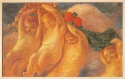 Bir çelenk ile Putti, 1906-1908, by Gaetano Previati