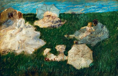 Bahçede çocuklu kadın by Gaetano Previati