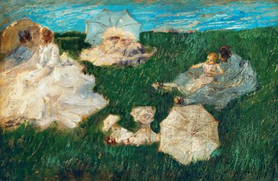 Bahçede çocuklu kadın, 1896, by Gaetano Previati