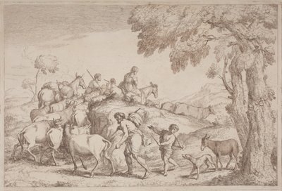 Arkadan Görülen Yaşlı Bir Çoban by Gaetano Zompini, after Giovanni Benedetto Castiglione