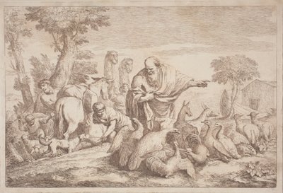 Nuh, Hayvanları Gemiye Götürüyor by Gaetano Zompini, after Giovanni Benedetto Castiglione