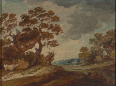 Manzara: Sol ön planda inek by Gainsborough Dupont