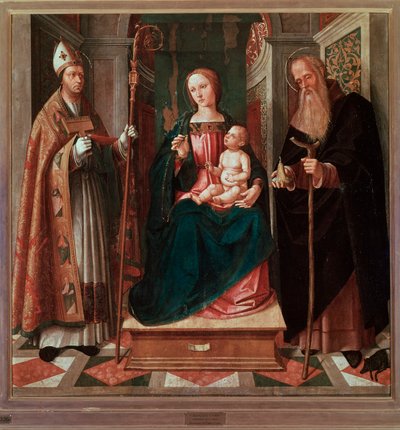 Aziz Biagio ile Başrahip Aziz Anthony arasındaki Madonna ve Çocuk (Resim by Galeazzo Campi