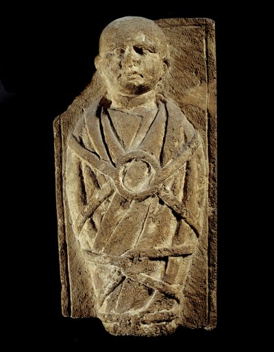 Art Gallo Romain: kundaktaki bir çocuğu temsil eden eski oy. Kireçtaşı heykeli. Saint Germain En Laye, Eski Eserler Müzesi by Gallo Roman Gallo Roman