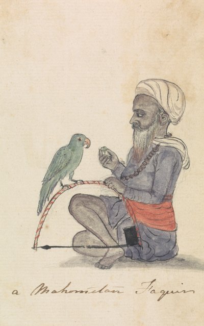 Papağanı ile bir Müslüman by Gangaram Chintaman Tambat