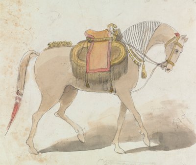 Özenle Eyerlenmiş At by Gangaram Chintaman Tambat