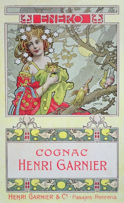 Ocak, Henri Garnier & Co. için bir takvimden. by Gaspar Camps Junyent