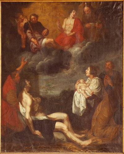 Bölge kilisesi (Sint-Pieterskerk). İç mekan. Güney koridoru. sunak. Tablo. İsa'nın doğumu. Attr. G De Craeyer'e. 17. yüzyıl. (tablo) by Gaspar De Crayer