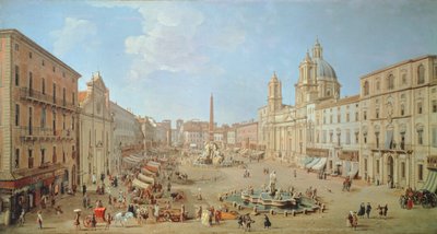 Roma, Piazza Navona (tuval üzerine yağlı boya) by Gaspar van Wittel