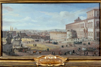 Ön planda Quirinale Sarayı ve Piazza ile Roma