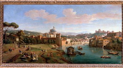 Verona ve Adige nehri kıyılarının görünümü - Resim, 17.-18. yüzyılın sonu by Gaspar van Wittel