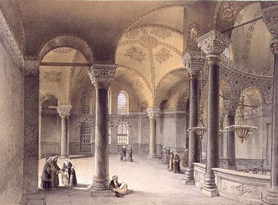 Ayasofya, levha 14: Louis Haghe (1806-85) tarafından oyulmuş Doğu Galerisi, 1852