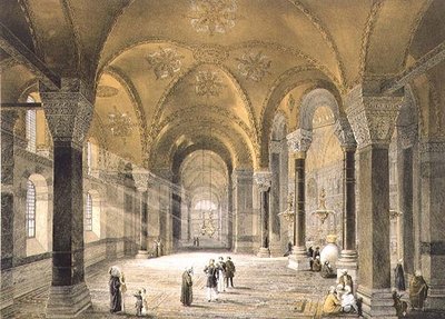 Ayasofya, levha 5: kuzey girişi, Louis Haghe (1806-85) tarafından oyulmuş, 1852