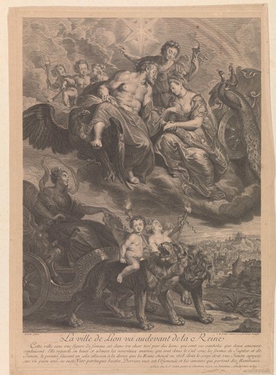 Lyon kraliçeyle buluşmaya gidiyor La ville de Lion va audevant de la Reine (nesne üzerindeki başlık) by Gaspard Duchange