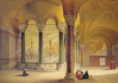 Ayasofya, levha 11: Güney batı köşesindeki Meme Galerisi, Louis Haghe (1806-85) tarafından oyulmuş, 1852'de yayınlandı by Gaspard Fossati