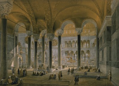 Ayasofya, levha 6: kuzey nef, Louis Haghe (1806-85) tarafından oyulmuş, 1852