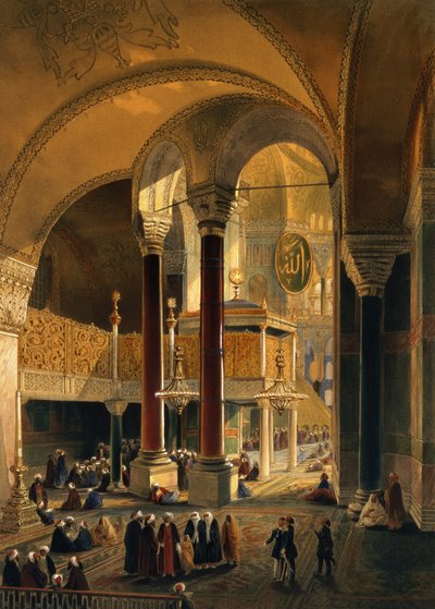 Ayasofya, levha 8: Louis Haghe (1806-85) tarafından oyulmuş İmparatorluk Galerisi ve kutu, 1852