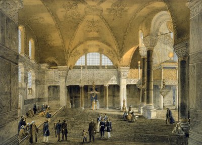 Ayasofya, levha 9: Louis Haghe (1806-85) tarafından oyulmuş yeni İmparatorluk Galerisi, 1852