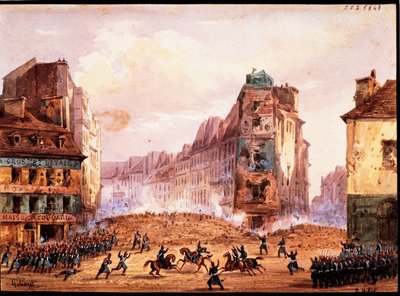 1848 Devrimi'nden bir sahne, Kültür Sainte Catherine Caddesi barikatı Şubat ayında, Gobaut, Fransa tarafından by Gaspard Gobaut