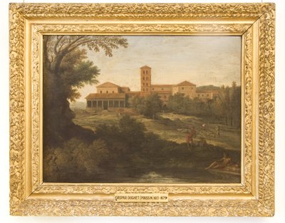 Koyun Sürüsü Süren Bir Adamla Klasik Manzara by Gaspard Poussin Dughet