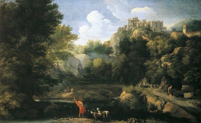 Çoban gösteren nehir manzarası by Gaspard Poussin Dughet