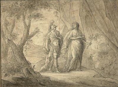 Bir ormandaki çift (kalem ve kağıt üzerine mürekkep) by Gasparo Diziani