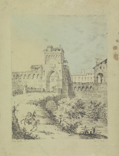 Şehir duvarı ile manzara by Gasparo Galliari