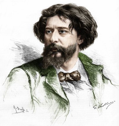 Alphonse Daudet (1840-1897), Fransız yazar. Gaston Vuillier