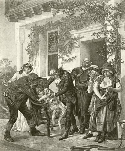 İlk aşı - Dr Jenner (gravür) by Gaston Melingue