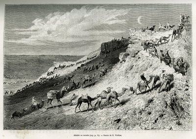 Akabah veya kervandan develer sıralayın. G.Vuillier tarafından gravür, Lady Anna Blunt tarafından 1878-1879