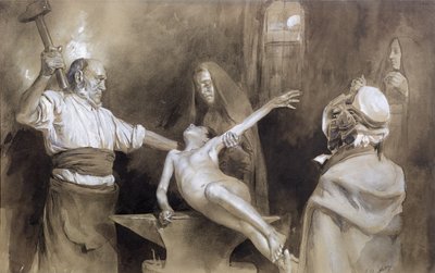 Dalağı Çekmek (kalem ve kağıt üzerinde yıkama) by Gaston Vuillier