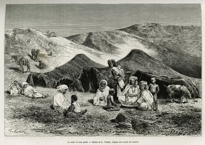 Rehberimin nezlası (akrabası). Cezayir Sahrasını göstermek için G.Vuillier tarafından gravür, V.Largeau tarafından 1874-1878, Tour du monde