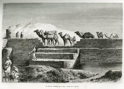 Abdallah rezervuarı (Suudi Arabistan). G.Vuillier tarafından gravür, Lady Anna Blunt tarafından 1878-1879