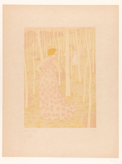 Bir ormanda avlanan kadınlar Chasseresses (orijinal başlık) by Gaston de Latenay (signed by artist)