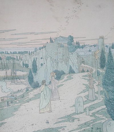 Ulysses, sürahili bir kız kılığına girmiş tanrıça Minerva ile tanışır, Lecomte de l