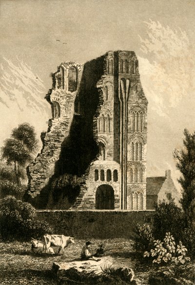 'Canterbury'de bir manastırın kalıntıları', c1842. by Gaucherel