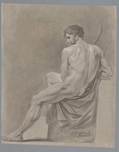 Oturan Çıplak Erkek, Arkadan Görünüş (2. Ödül 1786) by Geerlig Grijpmoed