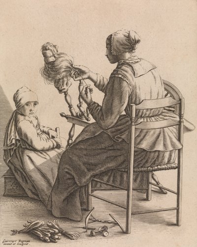 Dönen Bir Kadın, Beş Kadınsı Meslekten 4. Levha, yakl. 1640-57. by Geertruydt Roghman