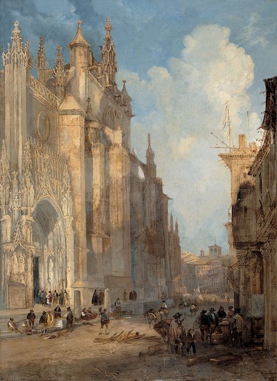 Basamakların Yanındaki Sevilla Katedrali by Genaro Pérez Villaamil