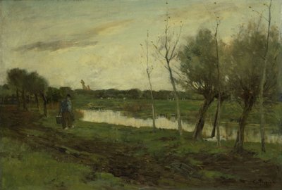 Bir kanal ile manzara by Geo Poggenbeek