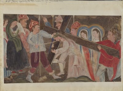 Haç Durakları No. 8: İsa Kudüslü Kadınlarla Konuşuyor, c. 1936. by Geoffrey Holt