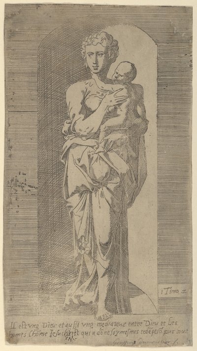 Bir Nişte Bakire ve Çocuk, 16. yüzyılın ortalarında. by Geoffroy Dumoûtier