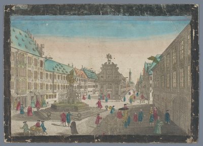 Gezicht op de wijnmarkt te Augsburg Saltz Stadel