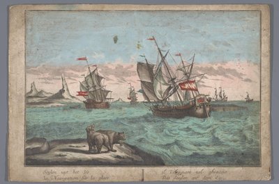 Buz denizinde seyreden gemilerin görünümü Das Seeglen auf dem Eis (nesne üzerindeki başlık) by Georg Balthasar Probst (possibly)