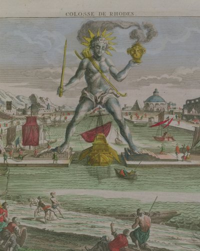 Rodos Heykeli, liman girişinde bulunan heykelin detayı 87200 gravür detayı by Georg Balthasar Probst