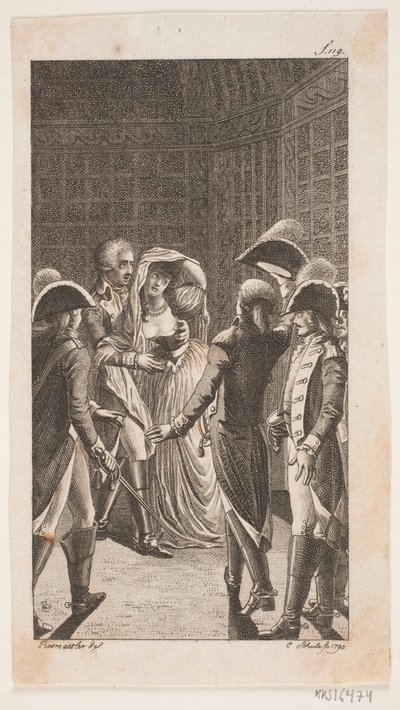 Beş askeri personel ve bir bayanla illüstrasyon by Georg Christian Schule